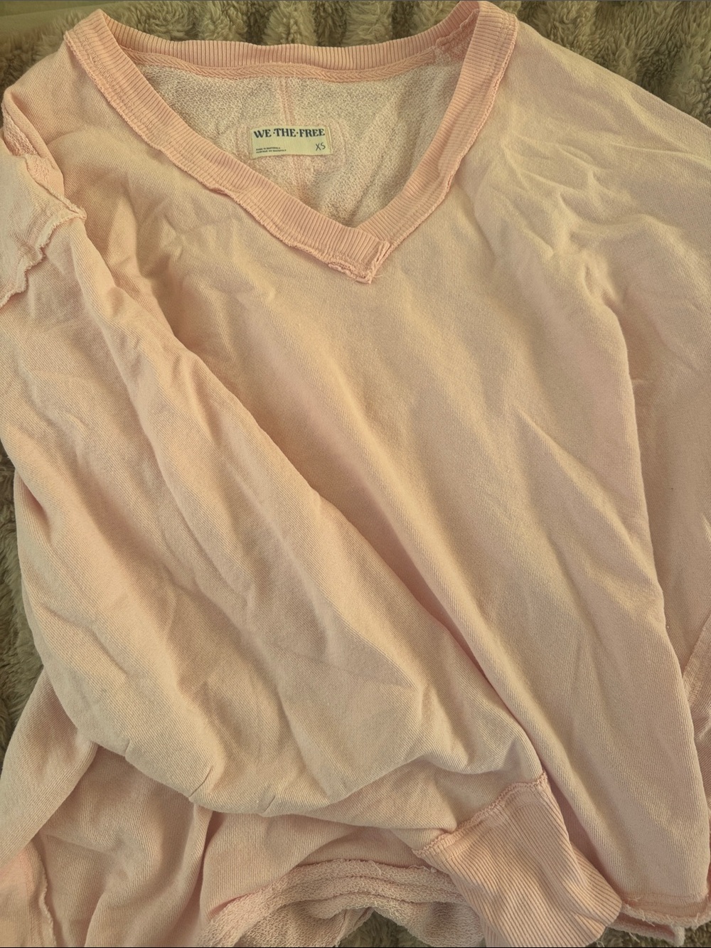 We The Free Pale Pink V-Neck Lightweight Sweatshirt